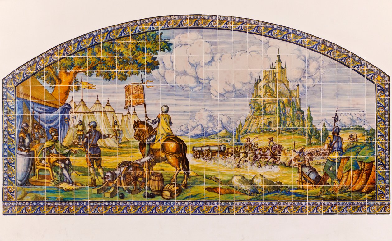 Segovia, Segovia Eyaleti, İspanya. Comuneros 1520-1521 İsyanı sırasında Segovia'nın modern seramik karo boyaması. by Unknown