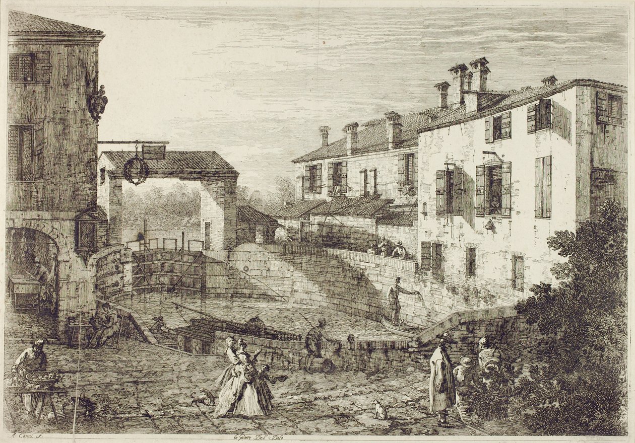Le Porte de Dolo (gravür) by Canaletto