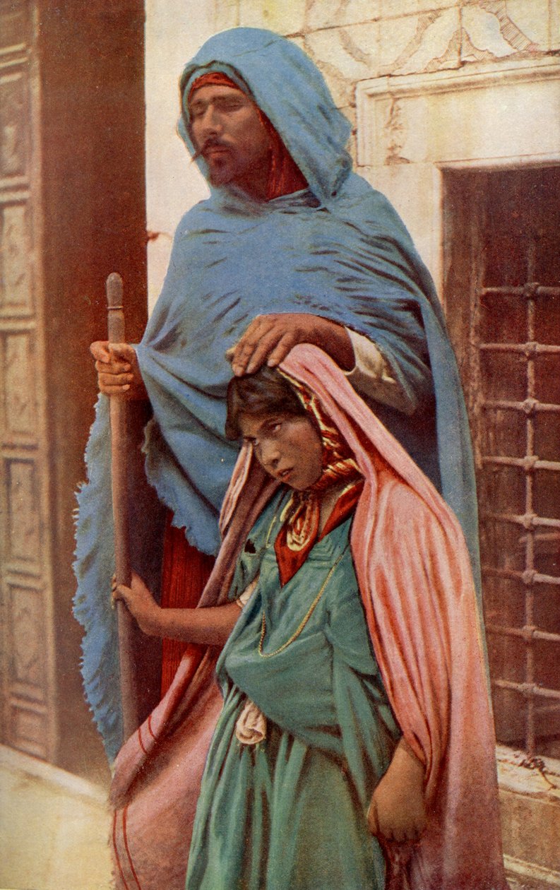 Afrika. Kör dilenci ve çocuğu rehberi. 1920 by Unknown