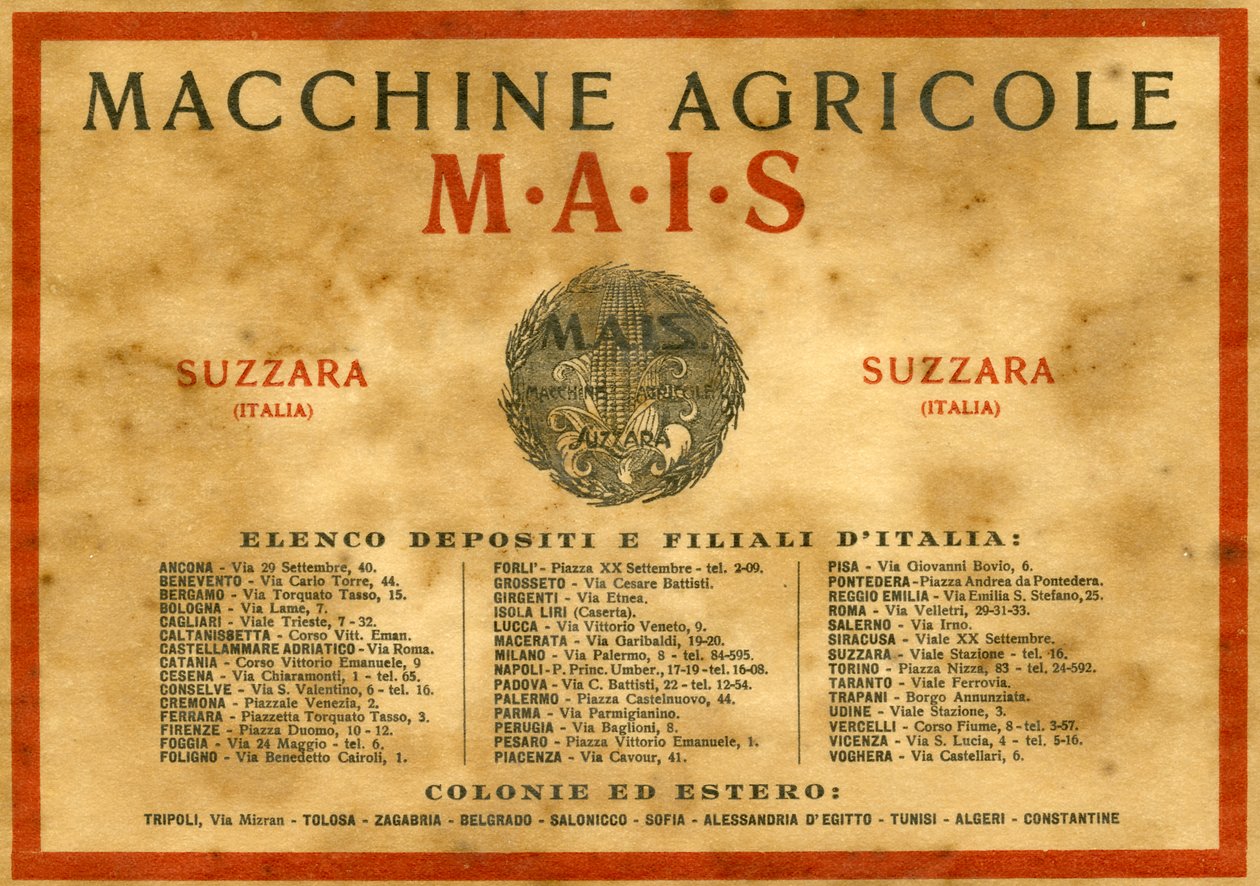 Tarım makinesi. Suzzara, 1925 by Unknown