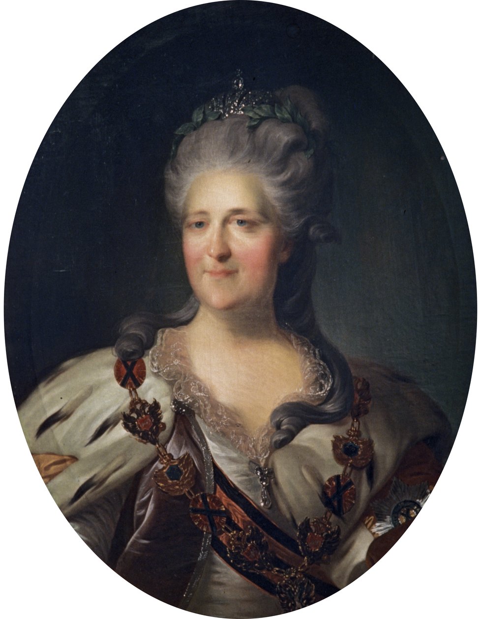 F, Rokotov tarafından Büyük Catherine portresi. by Unknown