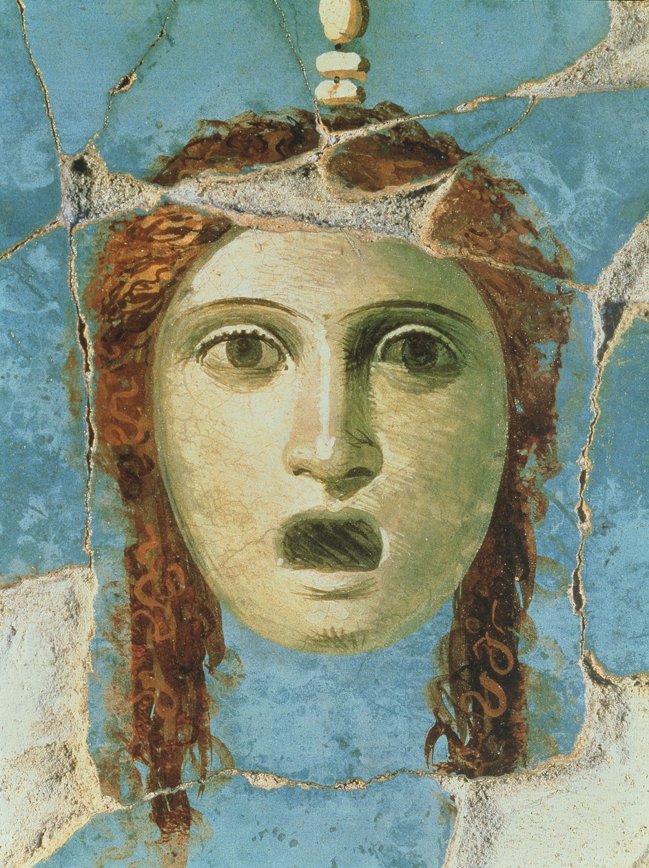 Bir kadın kafasının duvar resmi, Pompeii, MS 1. yüzyıl by Unknown