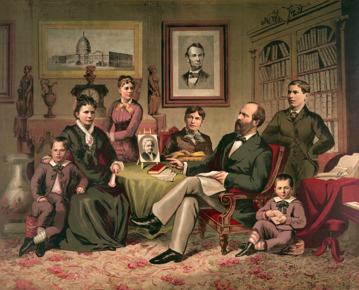 Başkan Garfield ve Ailesi, pub. 1882 by American School