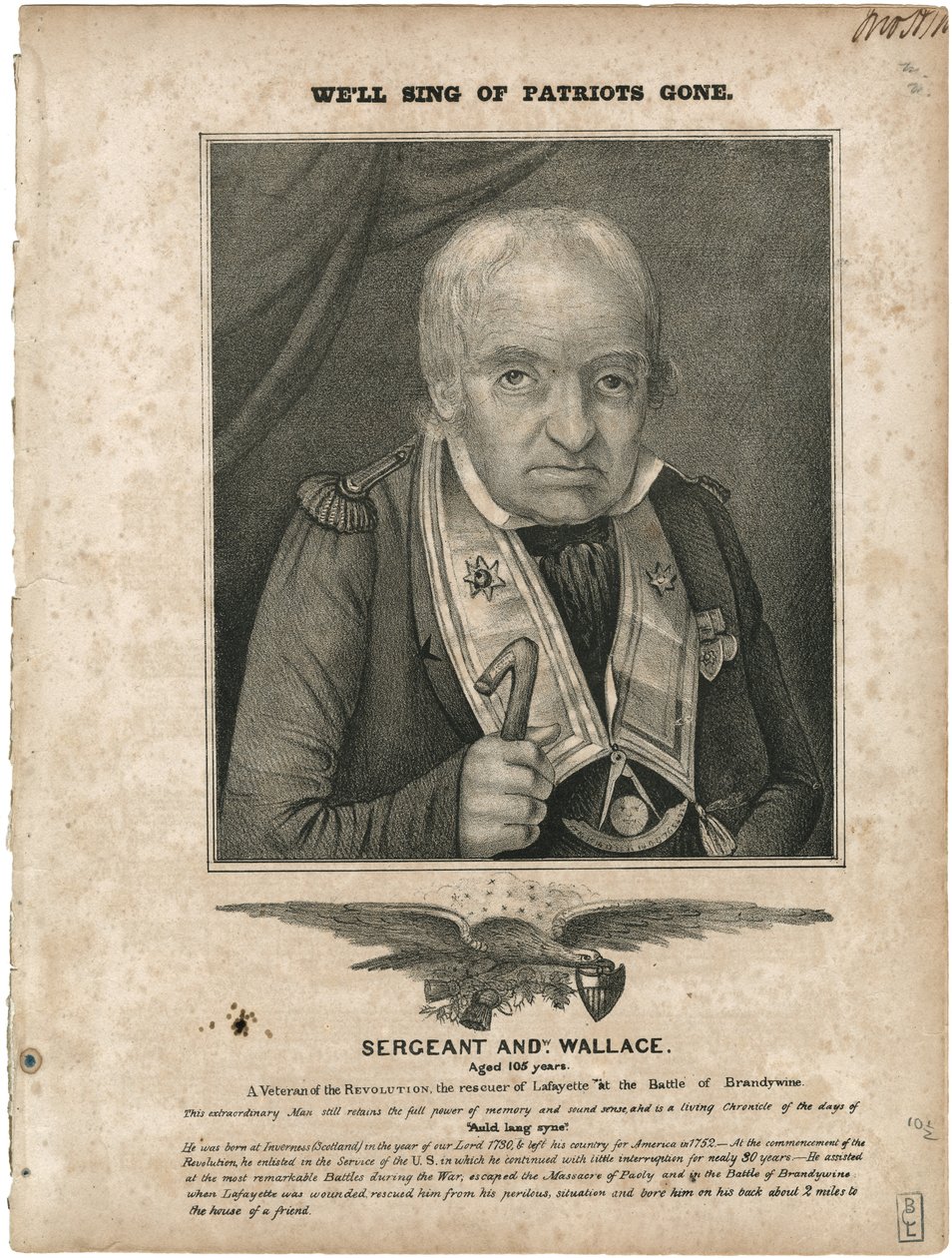 Vatanseverlerin Şarkısını Söylemek, William Clifton tarafından [notalar kapağı], c.1835 (litografi [notalar kapağı]) by American School