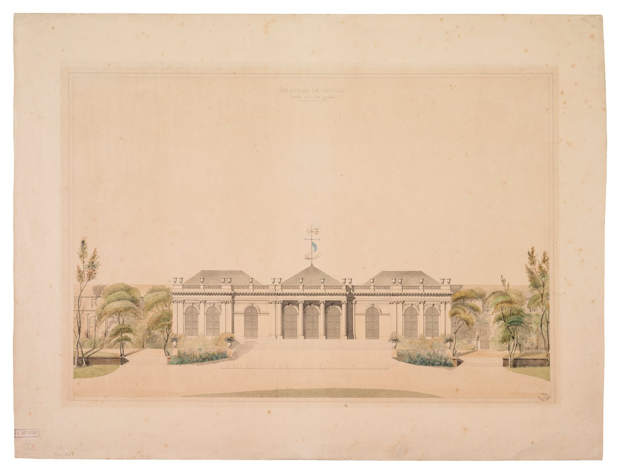 Chateau de Neuilly cephesi (kağıt üzerinde wc) by French School