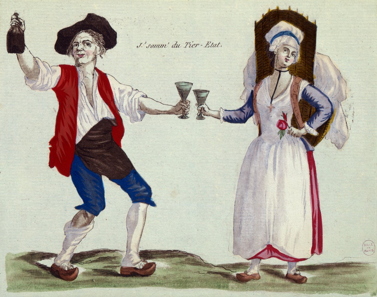 Üçüncü Mülke İçiyorum (renkli gravür ve aquatint) by French School