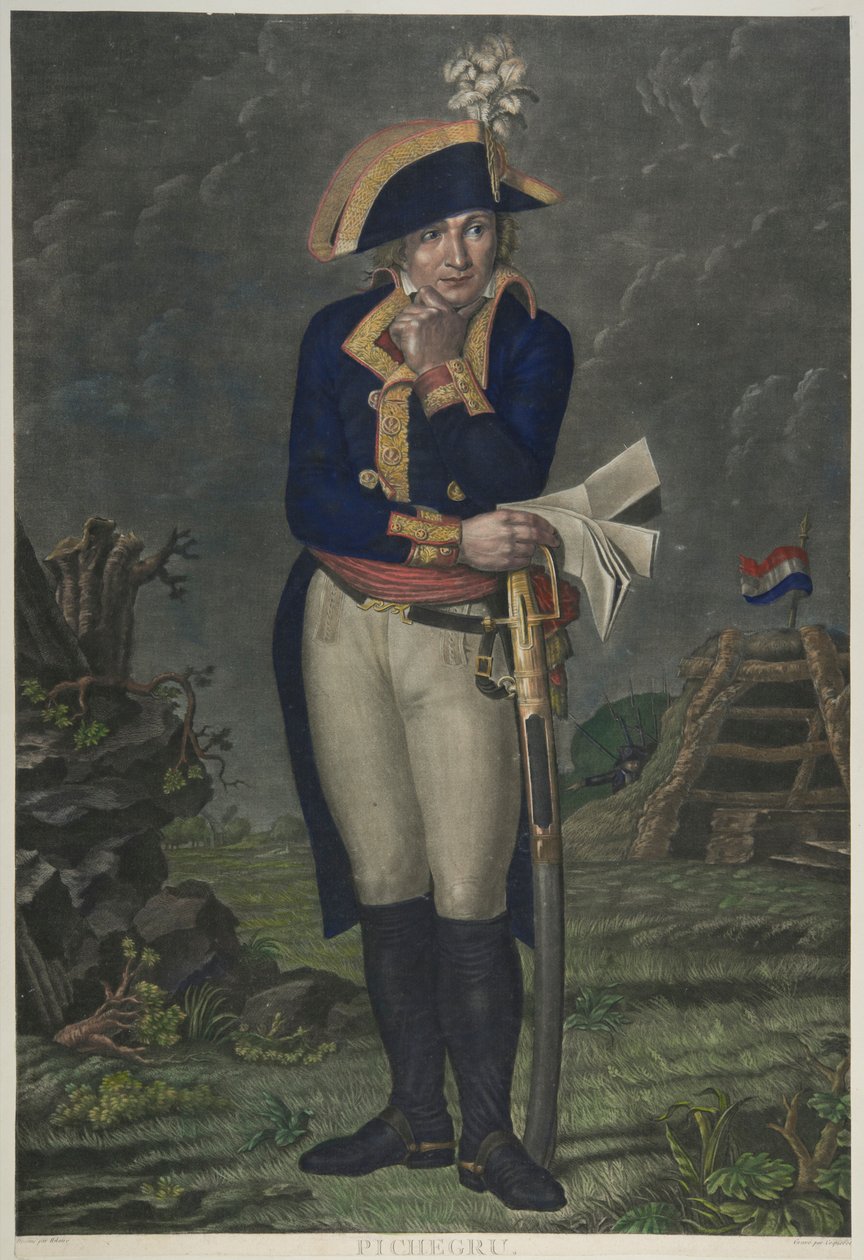 Jean-Charles Pichegru (renkli gravür) by French School