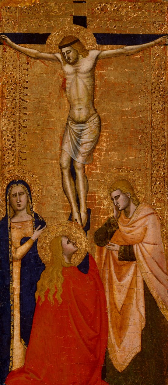 Bakire, Aziz John ve Aziz Mary Magdalene ile Haç Üzerinde İsa, c. 1360-1380 (ahşap üzerine tempera ve altın varak) by Italian School