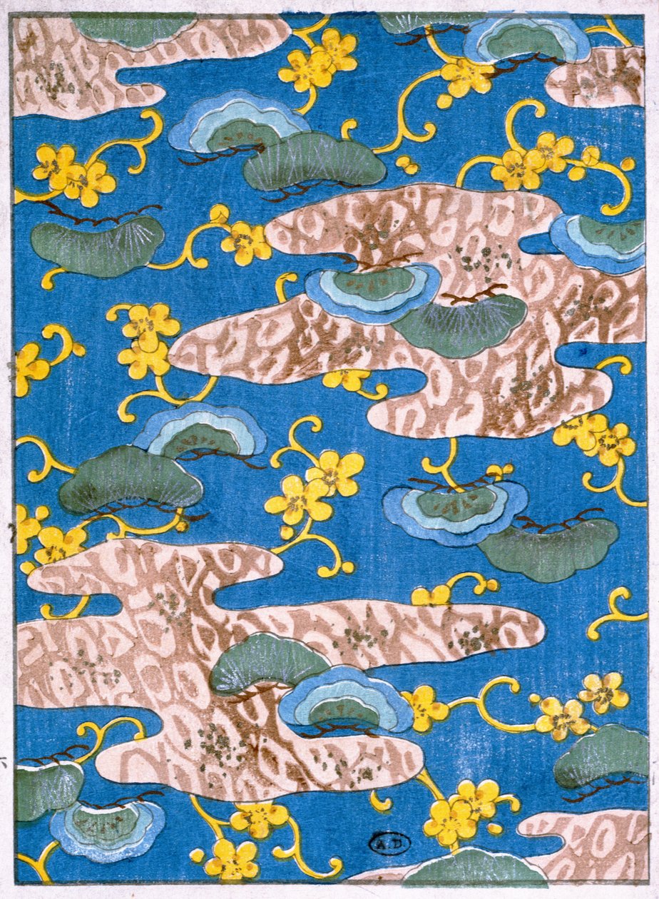 Kumaş tasarımı, on dokuzuncu yüzyıl sonu (wc üzerine gravür) by Japanese School