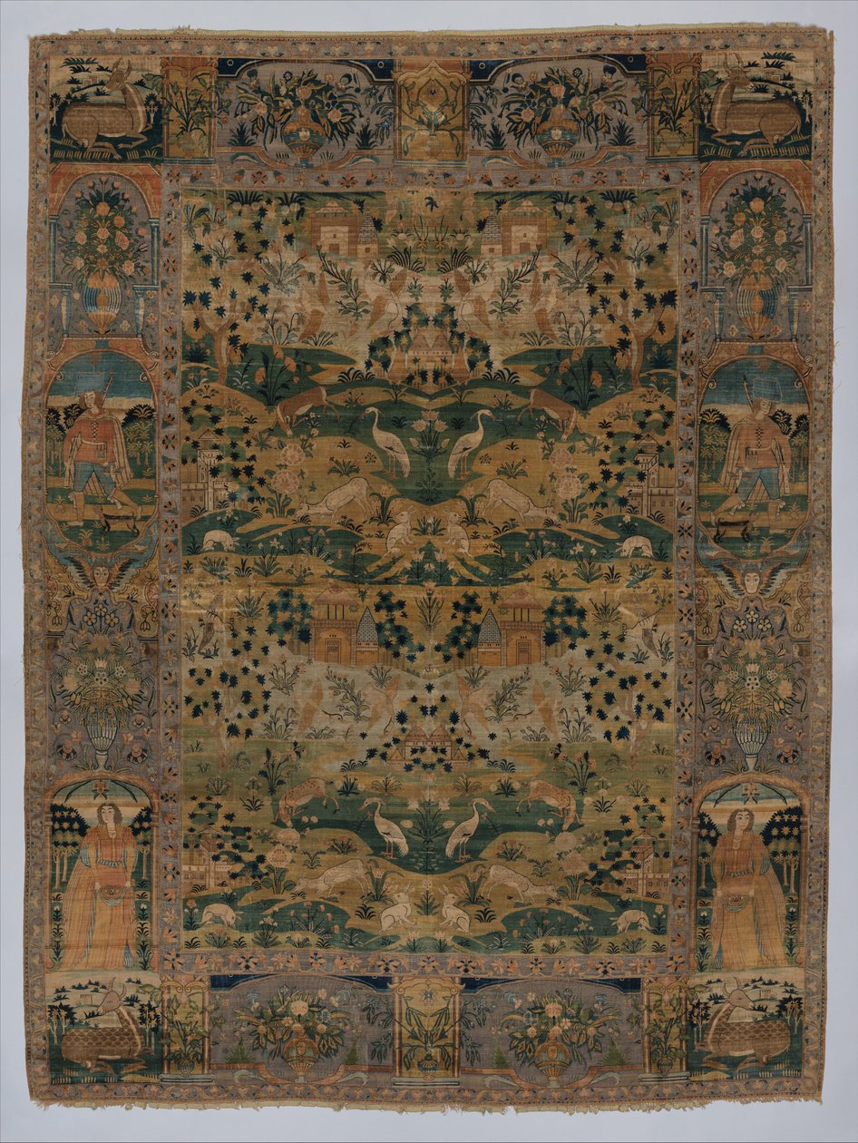 Metal sarılı iplikli resimli halı, 17. yüzyıl (ipek) by Persian School