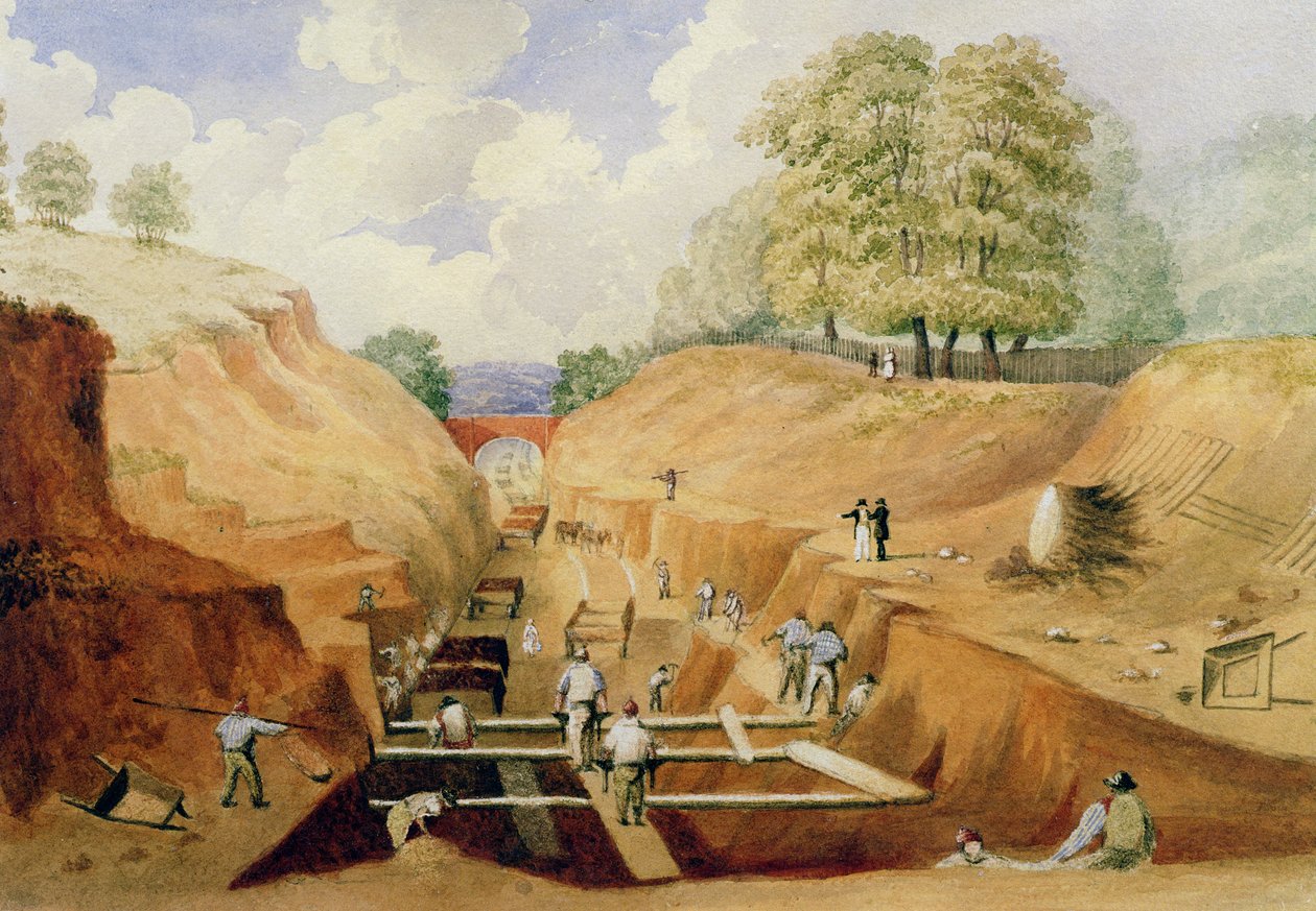 Brighton Demiryolunun İnşası, 1840 by A. Simpson