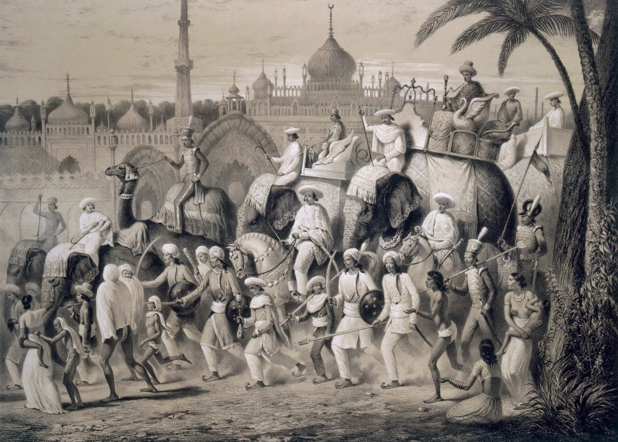 Lucknow, ana cadde, 'Hindistan'da Yolculuklar'dan, 1859 by A. Soltykoff