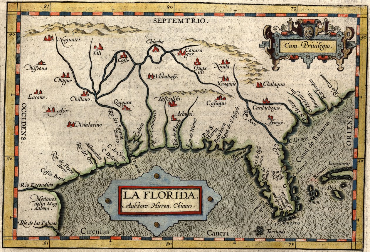 Florida Haritası, c.1584 (el renkli gravür) by Abraham Ortelius