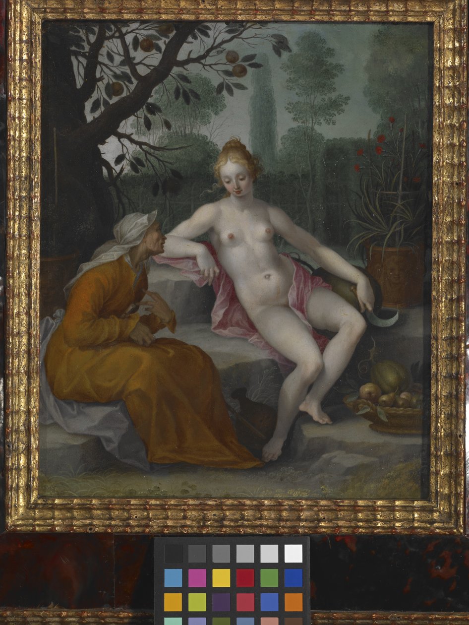 Vertumnus ve Pomona (bakır üzerine yağ) by Abraham Bloemaert