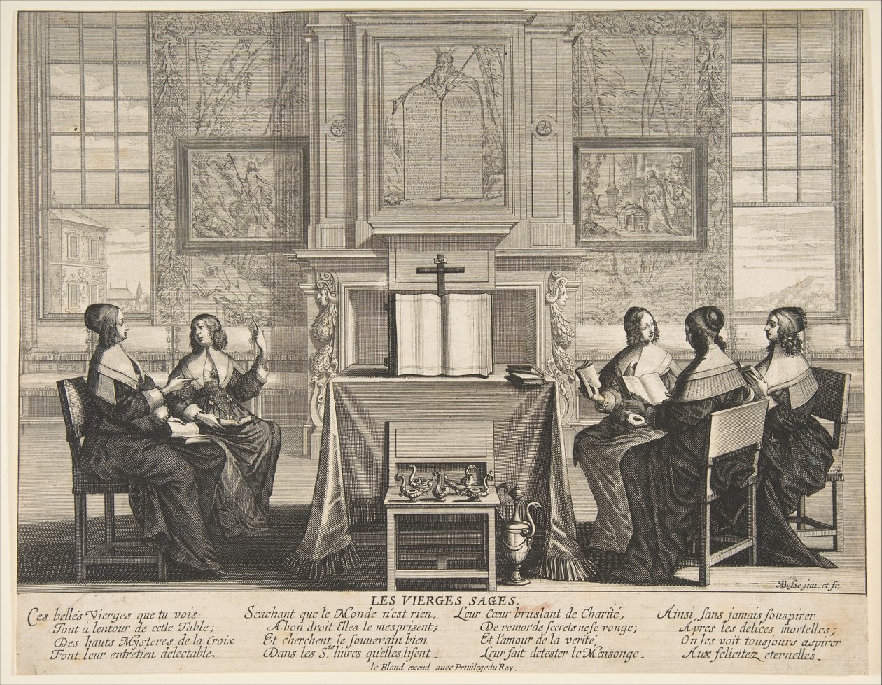 The Wise Virgins Conversing, ca. 1635. by Abraham Bosse