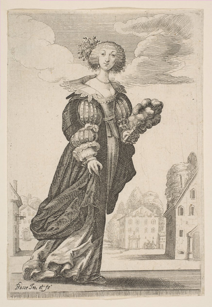 Vantilatör Tutan Kadın, 1629. by Abraham Bosse
