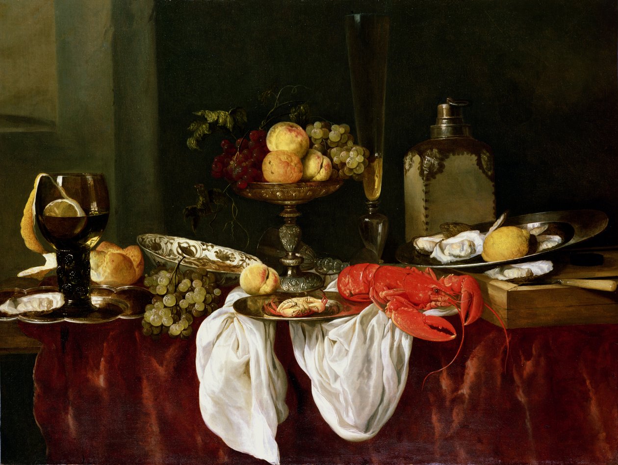 Still Life with lobster  by Abraham Hendricksz van Beyeren
