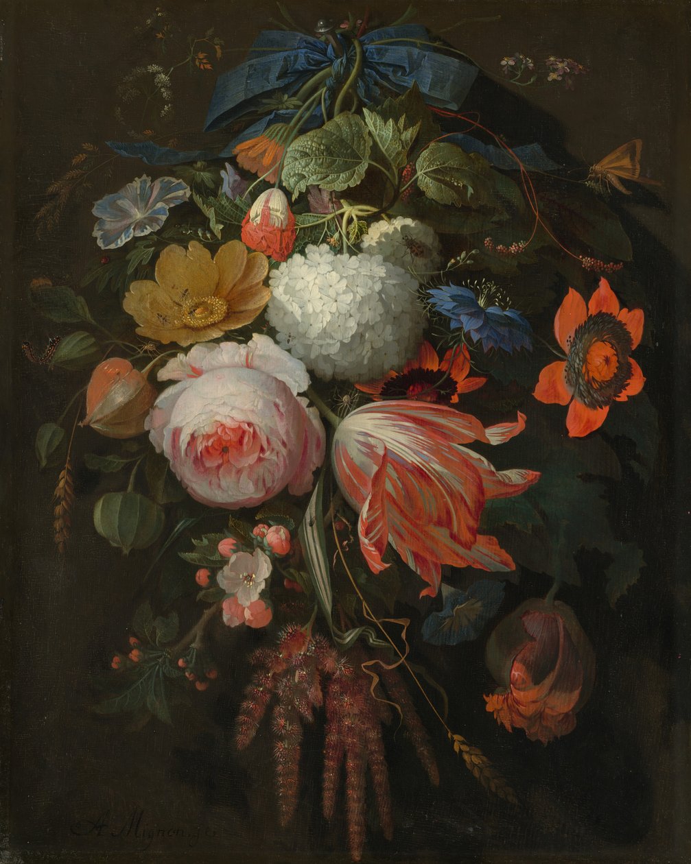 Asılı Bir Çiçek Buketi by Abraham Mignon