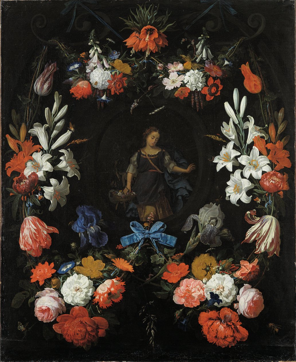 Çiçek Çelengi, yaklaşık 1675 by Abraham Mignon