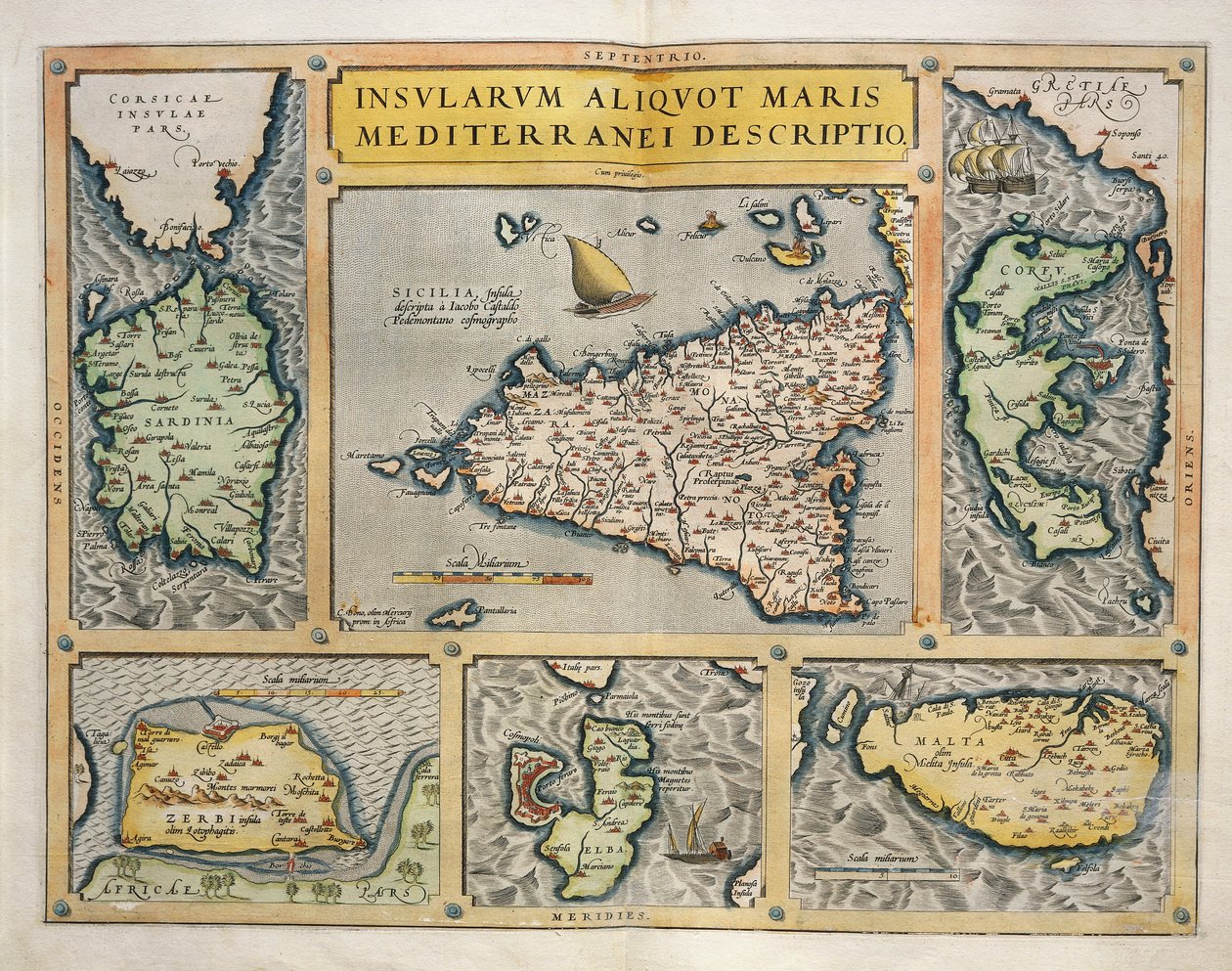 Akdeniz Adaları Haritası by Abraham Ortelius