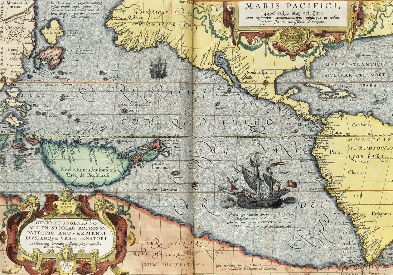 Pasifik Okyanusu, 1592 by Abraham Ortelius