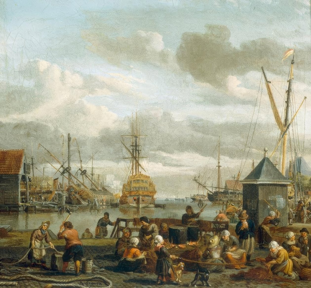 Amsterdam limanının görünümü by Abraham Storck