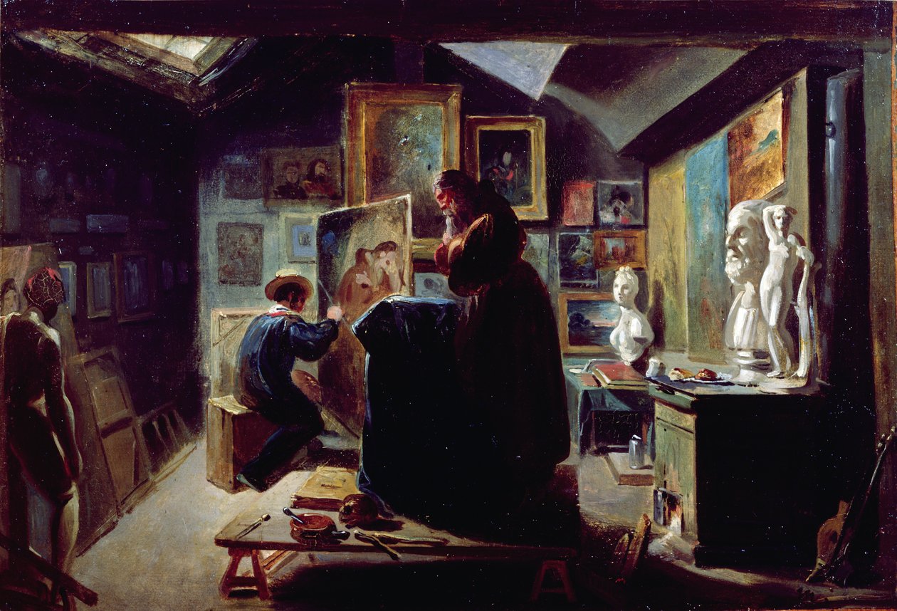 Sanatçının Atölyesinde, 1820-30 by Achille Devéria