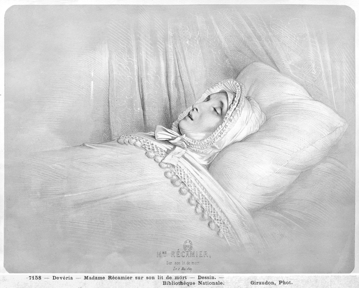 Madam Recamier (1777-1849) ölüm döşeğinde, 11 Mayıs 1849 by Achille Devéria