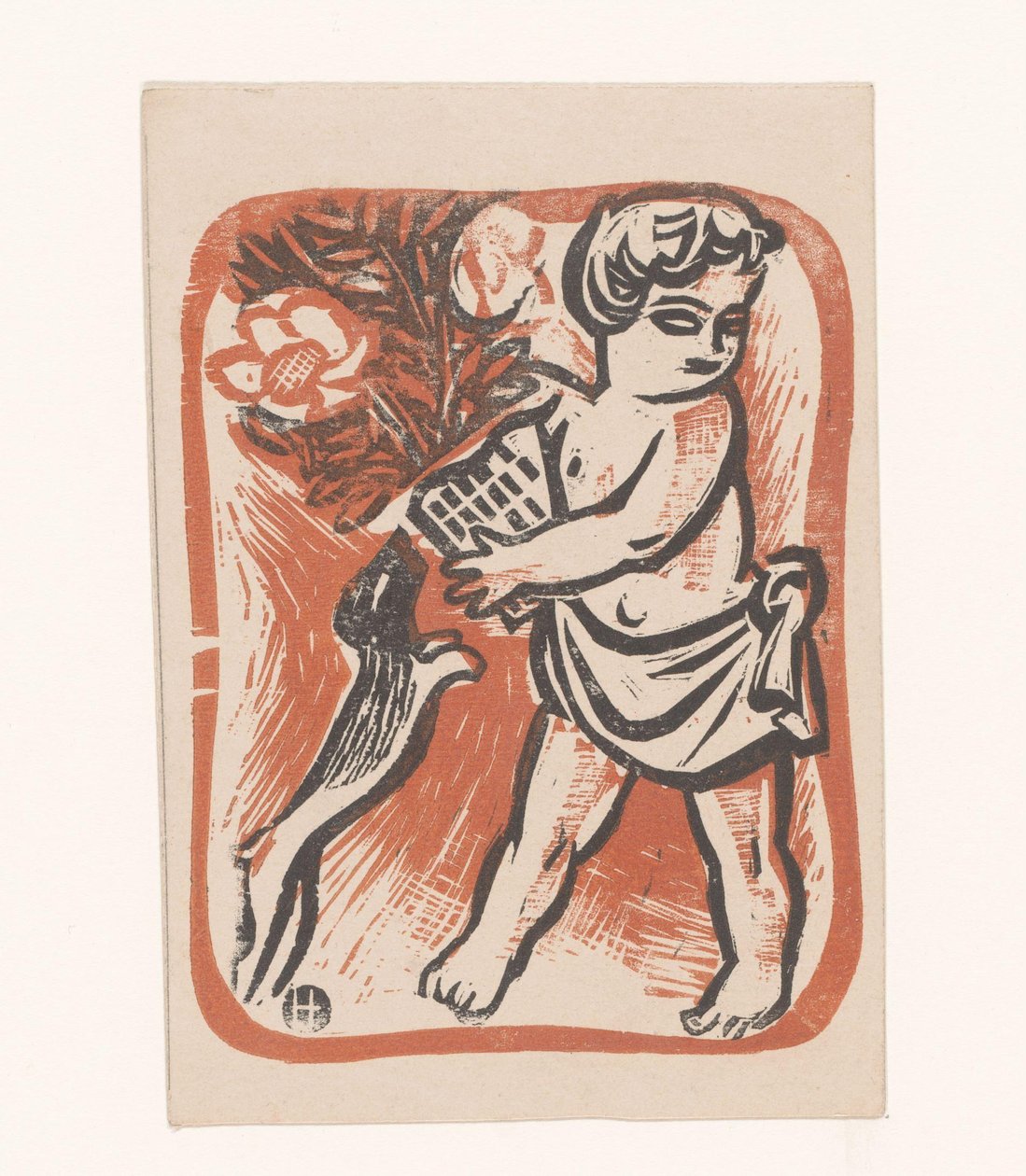çiçek ve köpek ile çocuk by Ad. Hoffmann