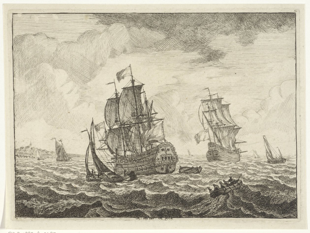 İki üç usta ile deniz manzarası by Adam Silo