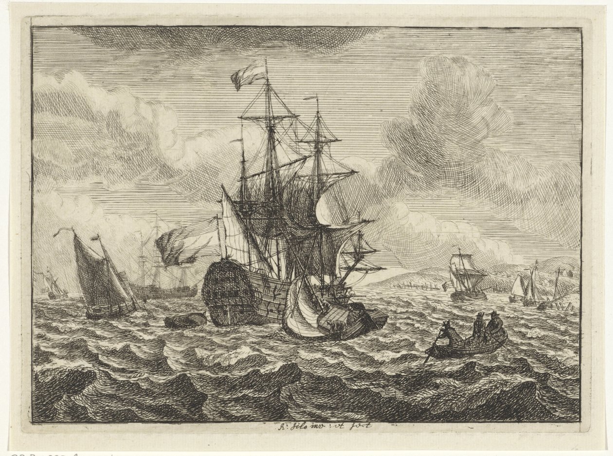 Gemiler ve kürek teknesi ile deniz manzaraları by Adam Silo