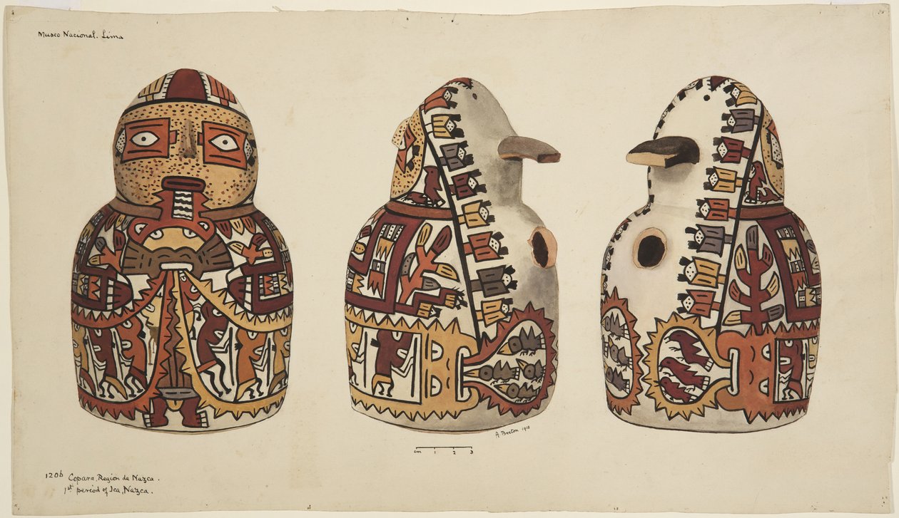 Nazca çömlek, boyalı çanak çömlek by Adela Breton