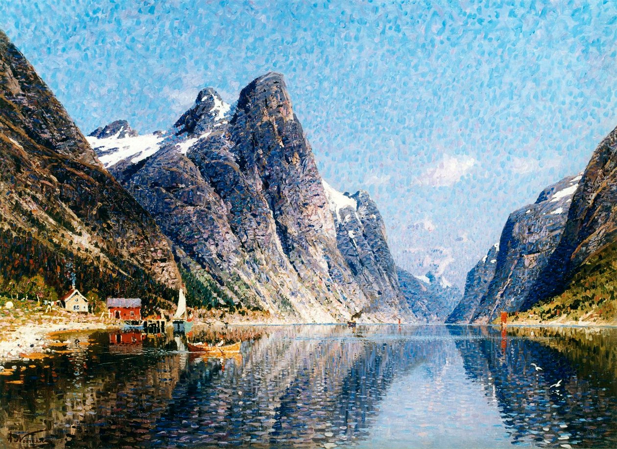 Bir Norveç Fiyordu Sahnesi