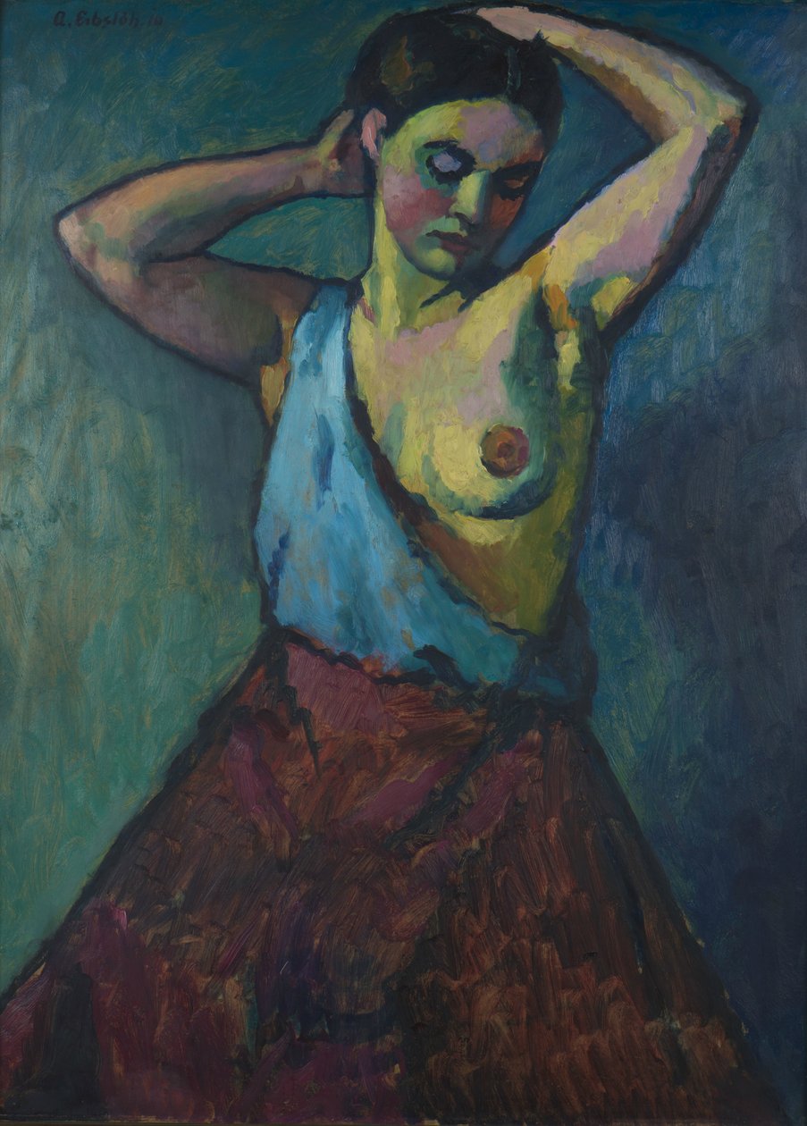 Kırmızı etek giyen kız, 1910. by Adolf Erbslöh