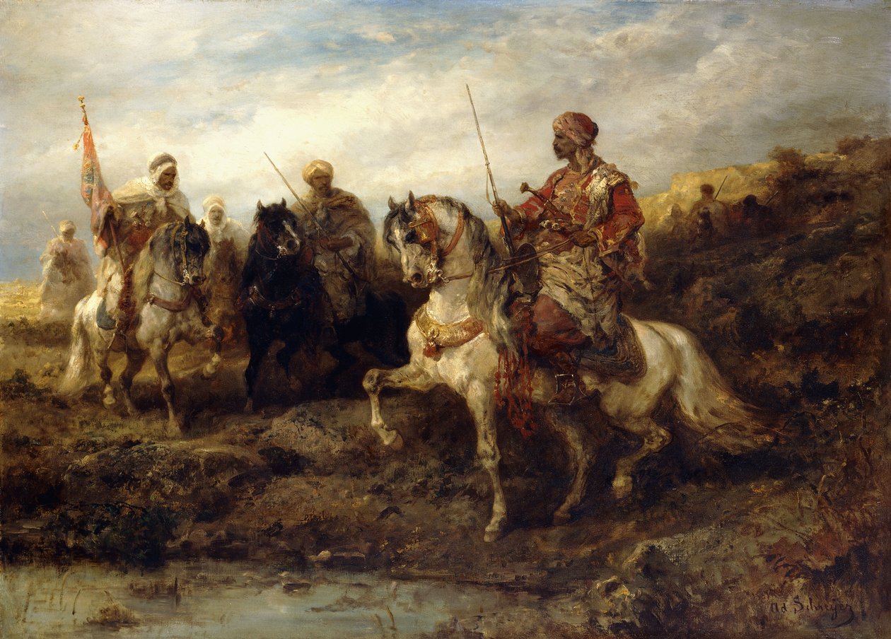 At Sırtında Arap Savaşçıları, by Adolf Schreyer