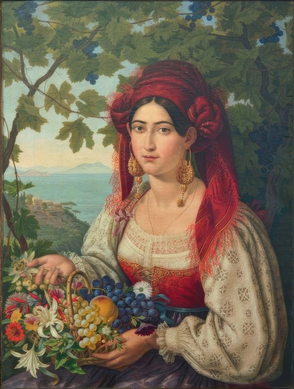 Adolf Senff, bir İtalyan kadının portresi by Adolf Senff