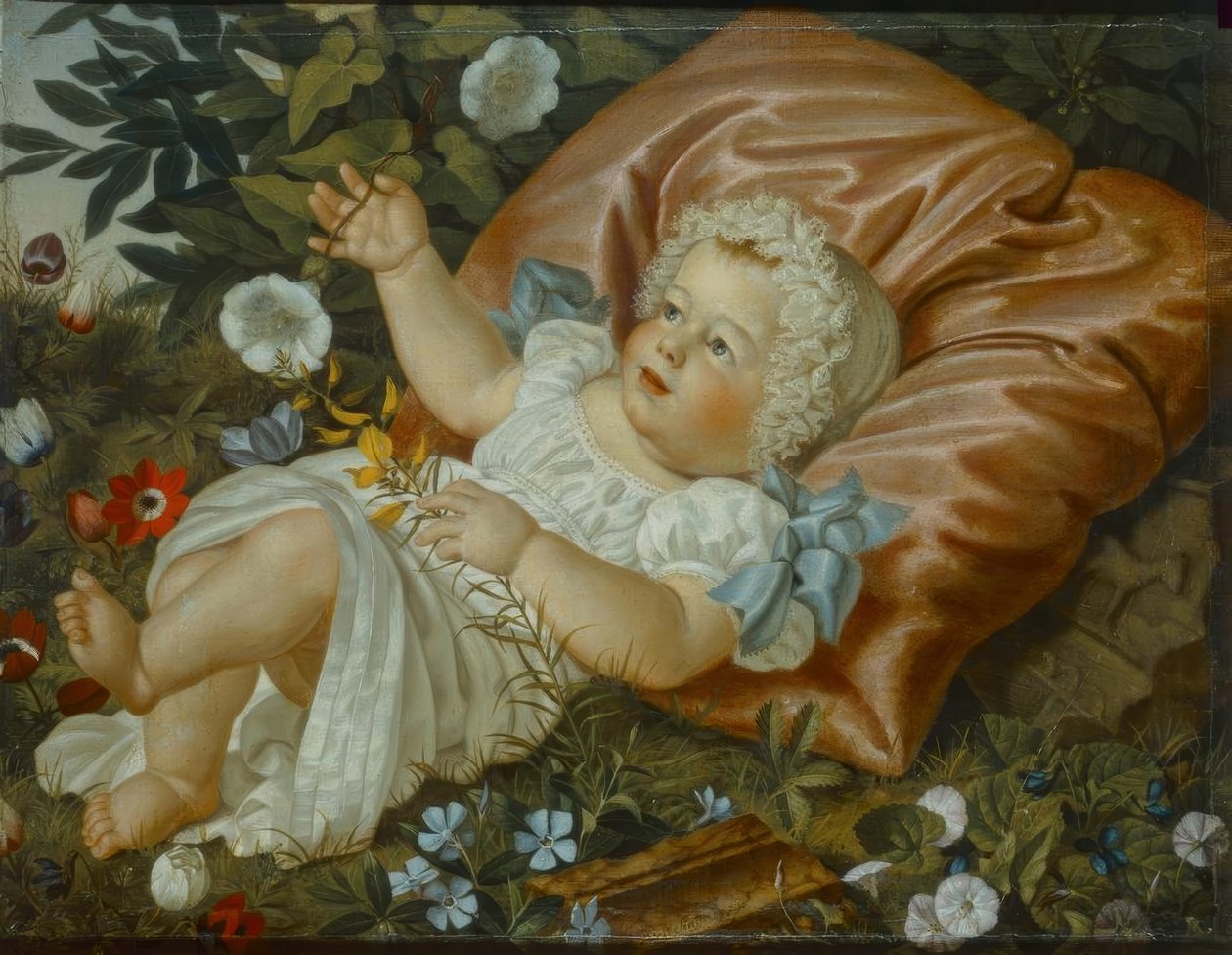 Çiçekler arasında çocuk by Adolf Senff