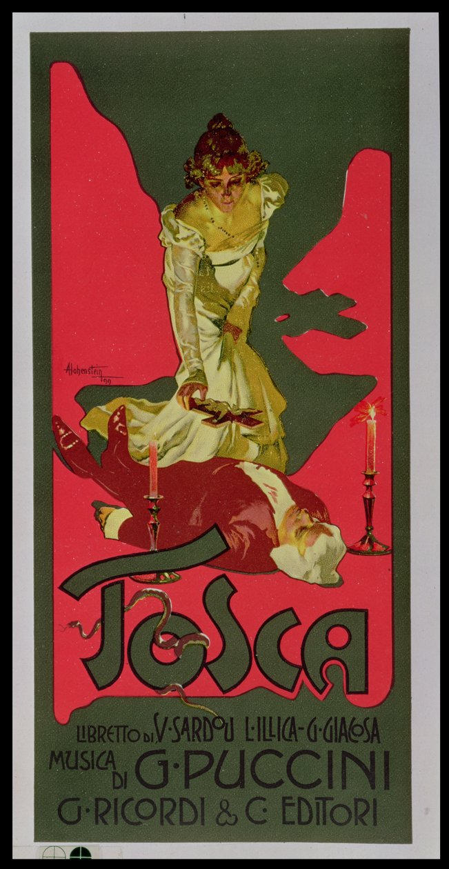 Tosca, bir performansın reklamını yapan afiş by Adolfo Hohenstein