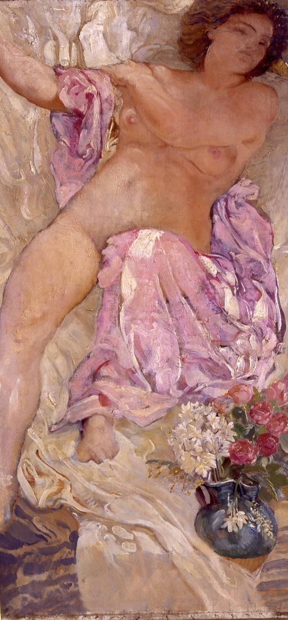 Çiçeklerle çıplak, 1910. by Adolfo de Carolis