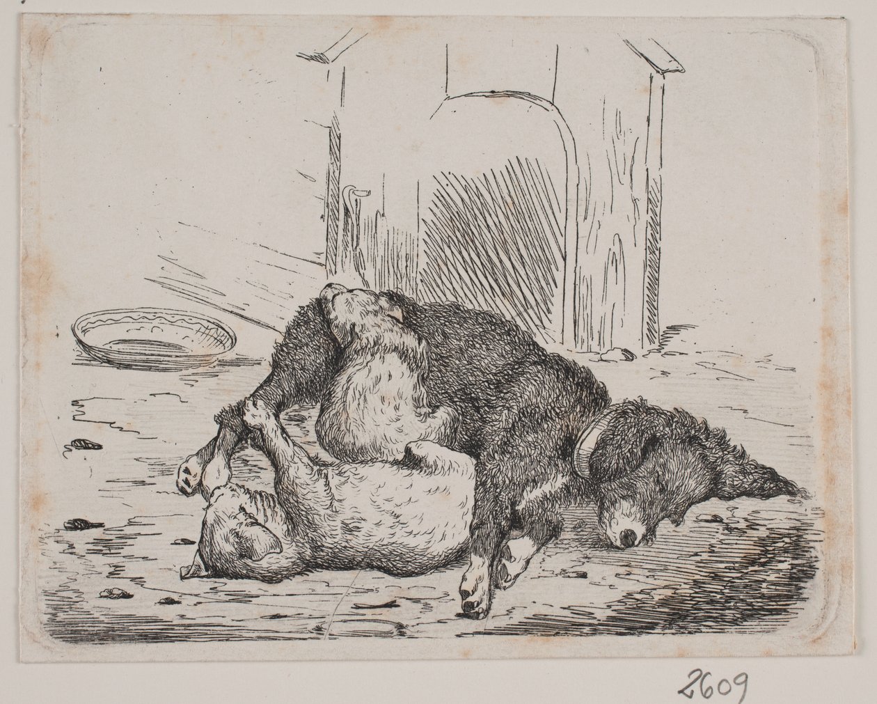Köpek yavrusu ile tasma by Johan Adolph Kittendorff