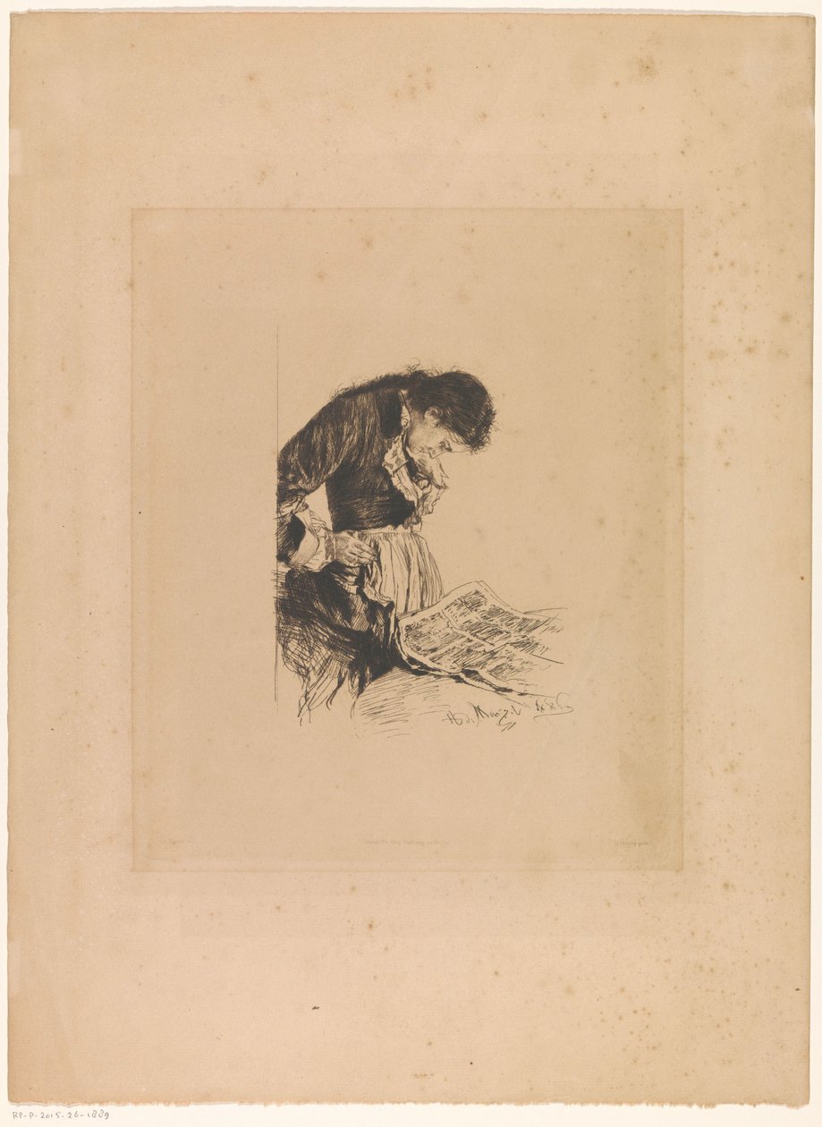 Kadın gazete okur by Adolph Menzel