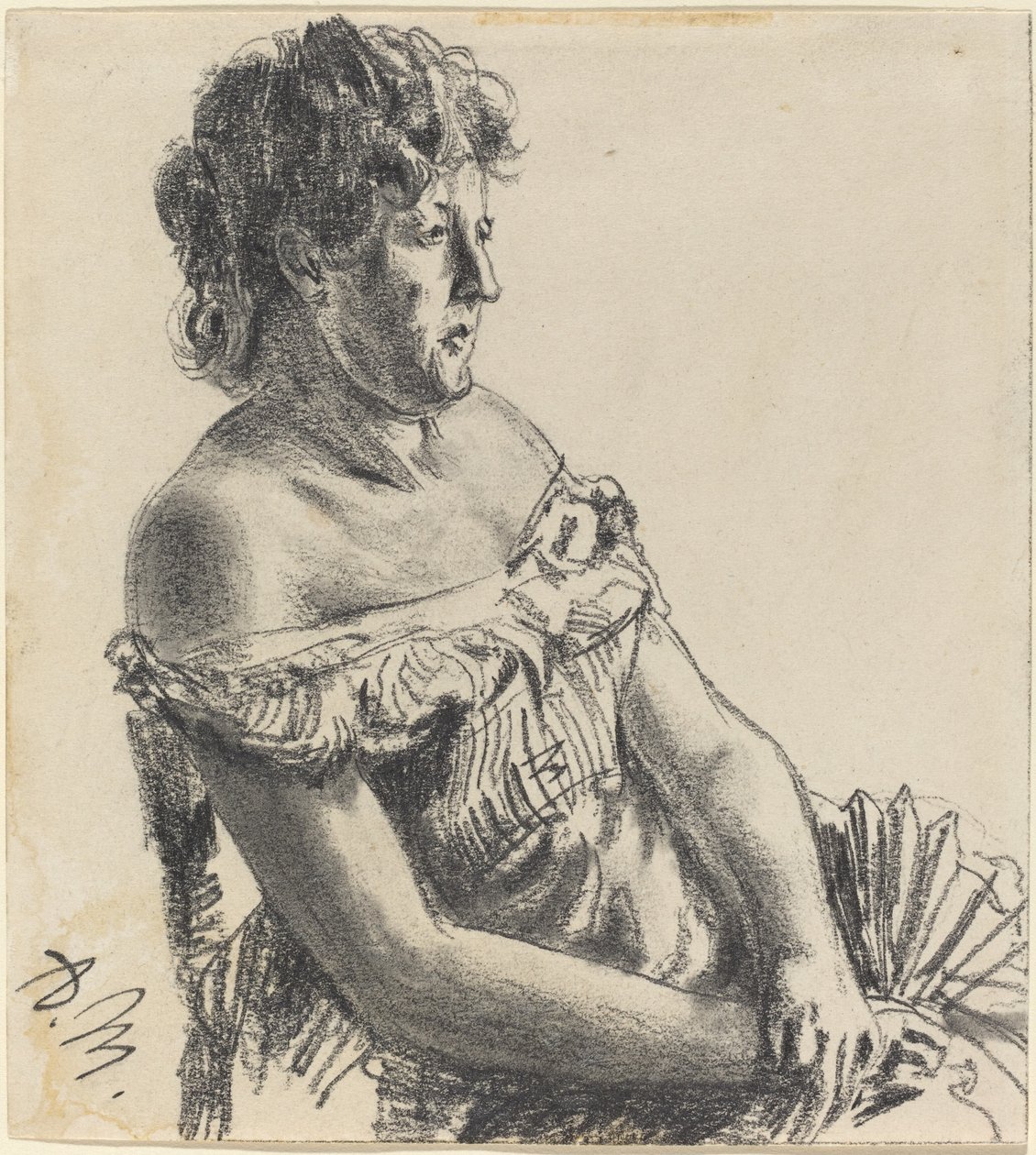 Mahkeme elbiseli kadın by Adolph Menzel