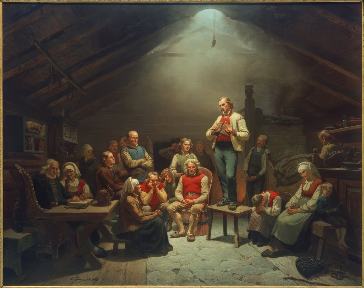 Haugians / Tidemand duası by Adolph Tidemand