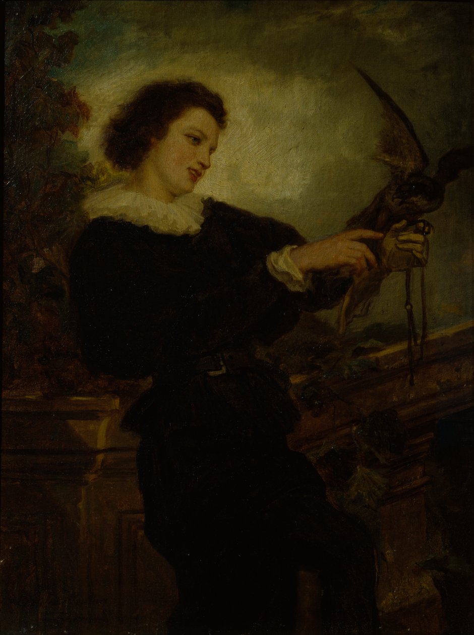 Falconer (tuval üzerine yağlı boya) by Adolph Tidemand
