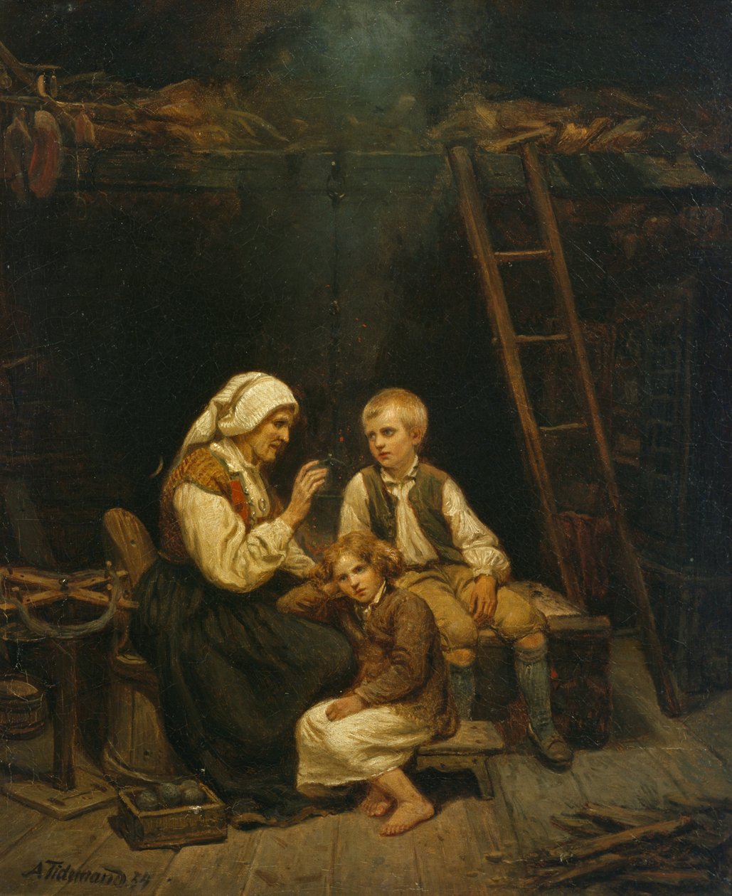 Peri anlatıcısı, Büyükanneler hikayesi by Adolph Tidemand