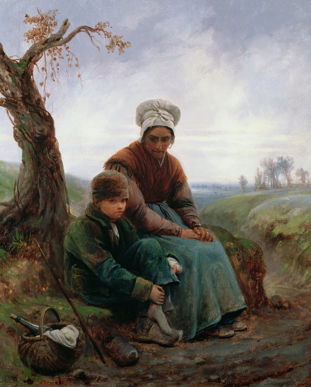 Köylü kadın ve oğlan, 1846 by Adolphe Felix Cals