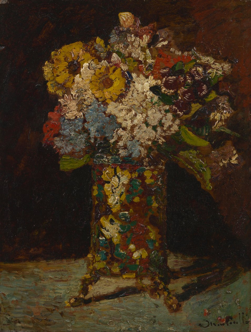 Çiçekli Vazo by Adolphe Joseph Thomas Monticelli