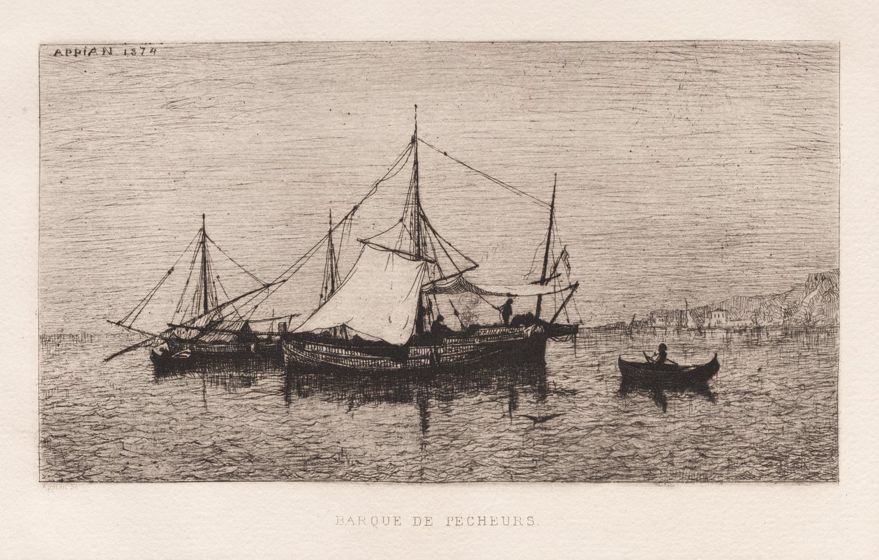 Balıkçı TeknesiKıyı Denizcilik Teknesi İtalyan Sahili..., 1874. by Adolphe Appian