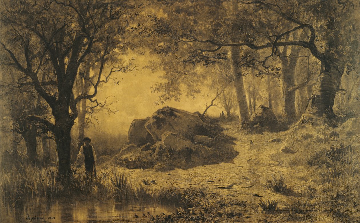 Ormanın Kenarındaki Gölet by Adolphe Appian