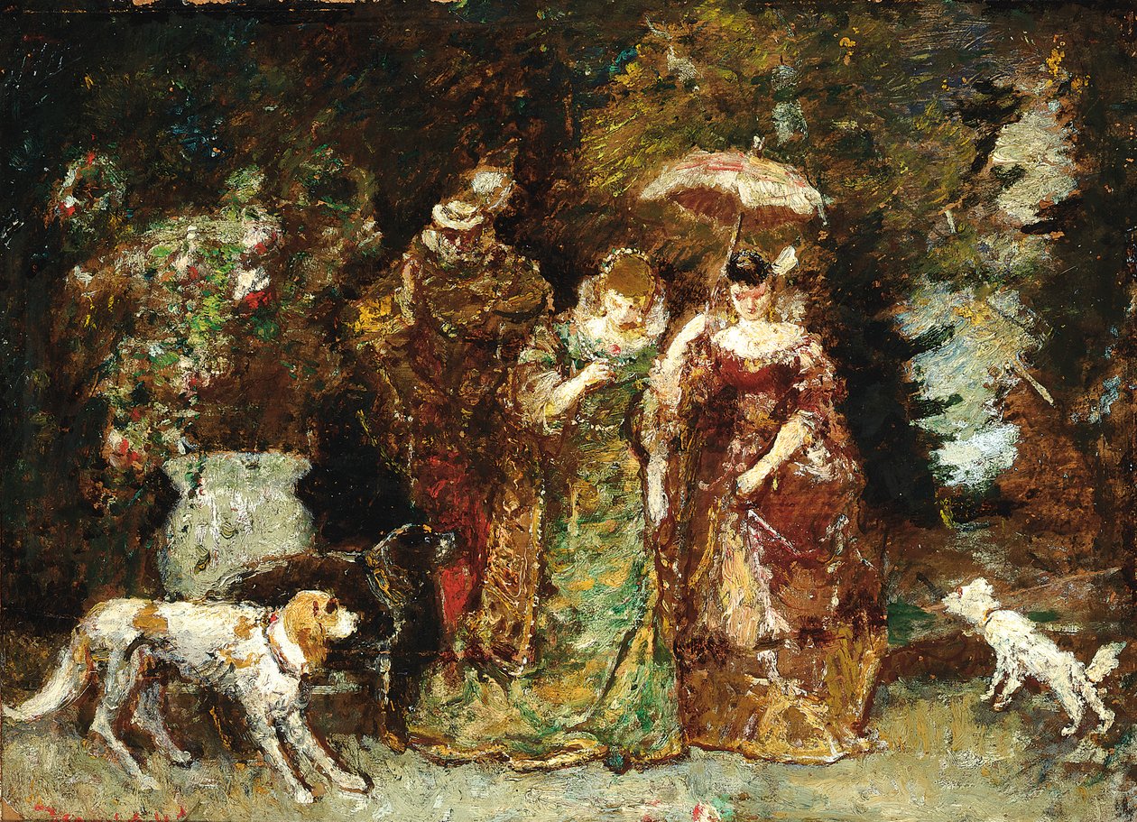 Ormanda bir toplantı by Adolphe Joseph Thomas Moticelli